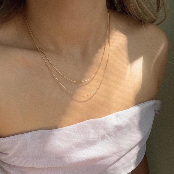 🔥18K Gold Plated Double Stacked Narrow Snake Chain - Picture 2 of 3